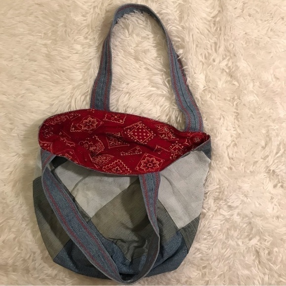 𝅺HOMEMADE/ handmade denim purse/ tote/ bucket bag. - Picture 5 of 8